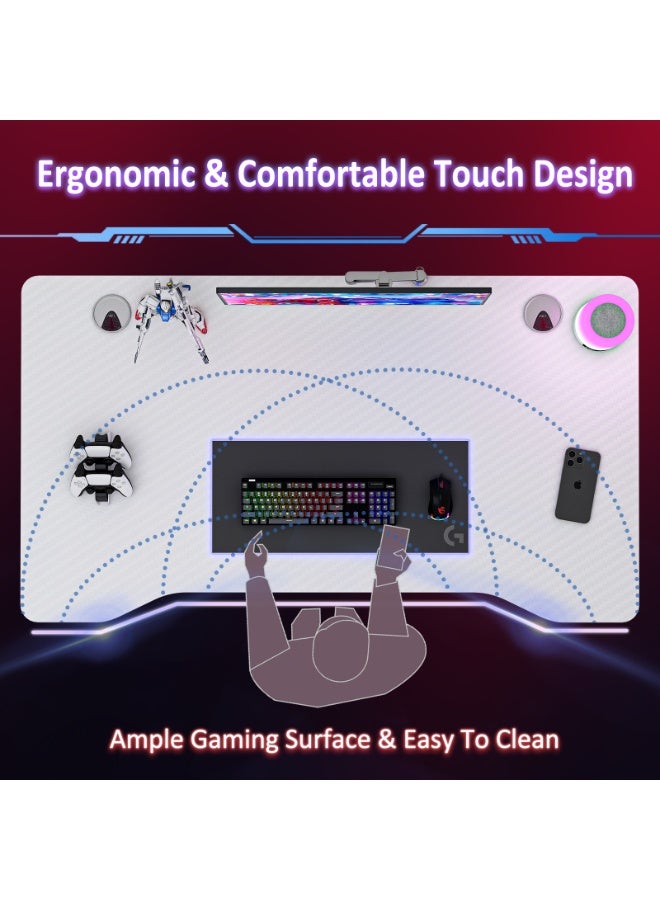 SHEIDLIN طاولة ألعاب مصممة وفق مبادئ علم الإنسان، وطاولة كمبيوتر بمقاسين مختلفين، وطاولة مكتب منزلية مزودة بإمكانية إدارة الكابلات، مثالية لاستخدامها في محطات العمل الإلكترونية من الألياف الكربونية في المساحات المحدودة. - Image 3